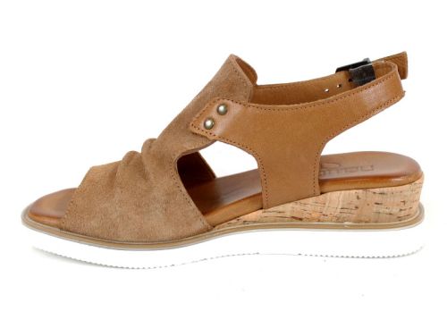 Luna Suave – sandale damă din velur și piele naturală în maro deschis