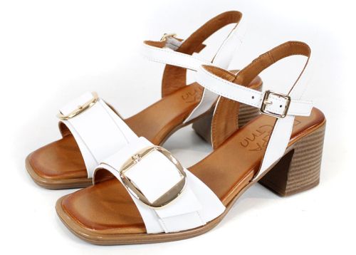 Silent Grace – sandale damă albe cu toc din piele naturală