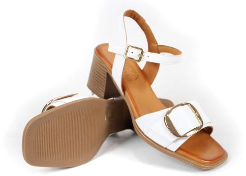 Silent Grace – sandale damă albe cu toc din piele naturală