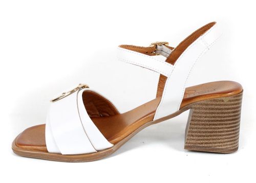 Silent Grace – sandale damă albe cu toc din piele naturală