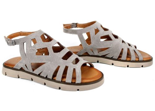 sandale dama joase velur taupe