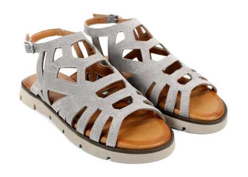 Soft Presence – sandale damă joase din velur natural în nuanță taupe