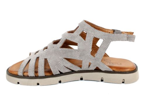 Soft Presence – sandale damă joase din velur natural în nuanță taupe