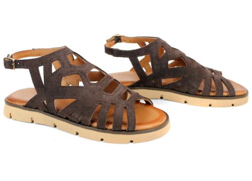 sandale dama joase velur maro inchis