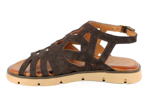 Soft Presence – sandale damă joase din velur natural maro închis, confort zilnic