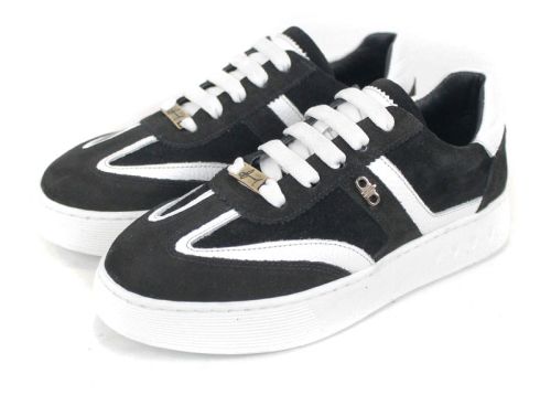 Dorelle Vita – sneakerși damă din piele velur neagră cu detalii albe