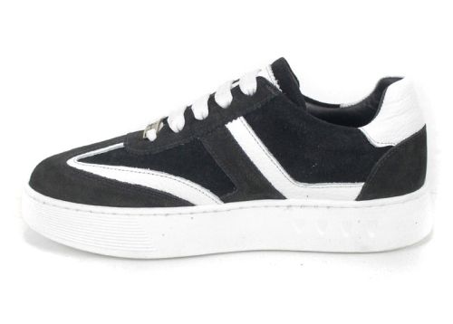 Dorelle Vita – sneakerși damă din piele velur neagră cu detalii albe