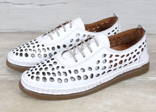 Soraya Lune – pantofi de vară damă din piele naturală albă cu perforații mari