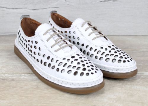Soraya Lune – pantofi de vară damă din piele naturală albă cu perforații mari