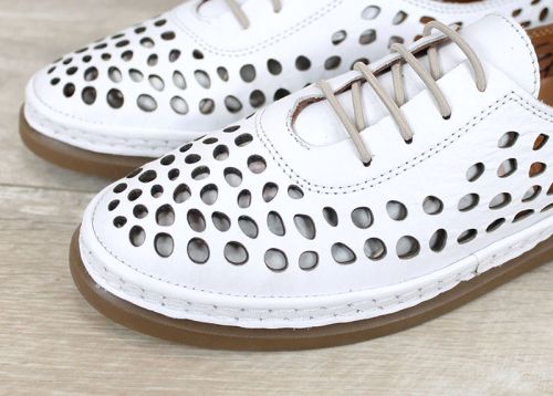 pantofi albi dama piele perforata confortabili