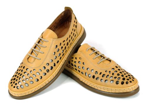 pantofi comozi vară damă cu șireturi galben muștar