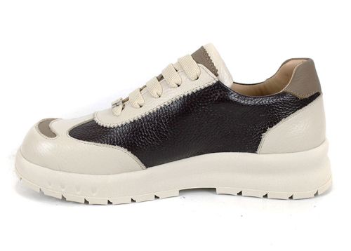 pantofi damă casual piele naturală maro bej