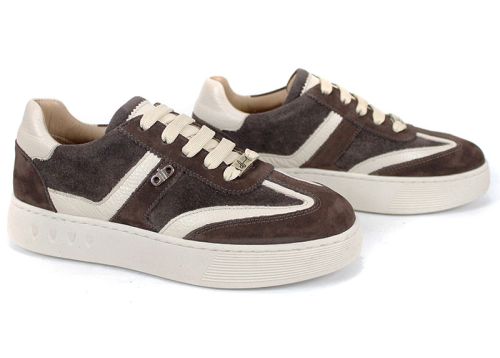 Dorelle Vita – sneakers damă din piele velur în maro închis cu accente bej