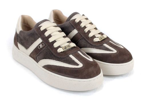 Dorelle Vita – sneakers damă din piele velur în maro închis cu accente bej