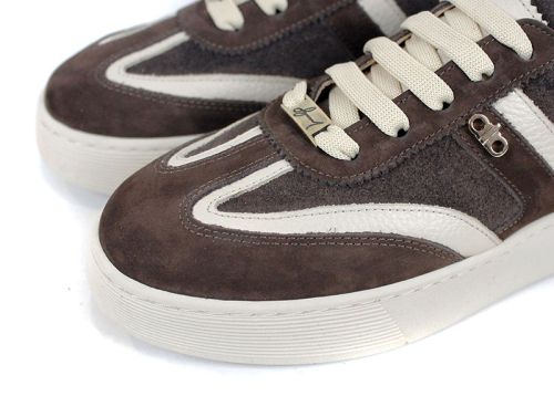 Dorelle Vita – sneakers damă din piele velur în maro închis cu accente bej