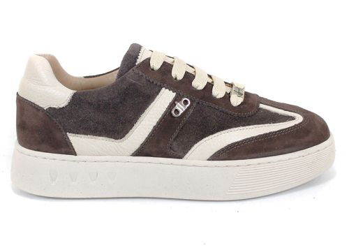 Dorelle Vita – sneakers damă din piele velur în maro închis cu accente bej