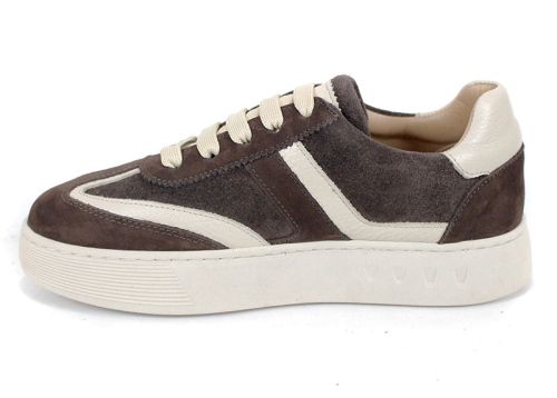 Dorelle Vita – sneakers damă din piele velur în maro închis cu accente bej