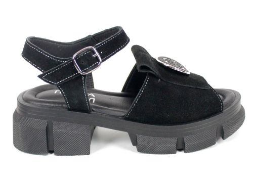 Alvera Mode – дамски сандали от естествен велур в черно с масивно ходило