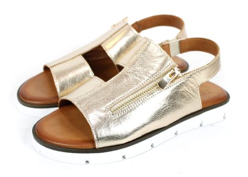 Viva Línea – sandale dama joase din piele naturală aurie