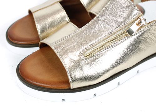 sandale vara aurii cu fermoar frontal