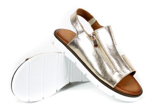 Viva Línea – sandale dama joase din piele naturală aurie