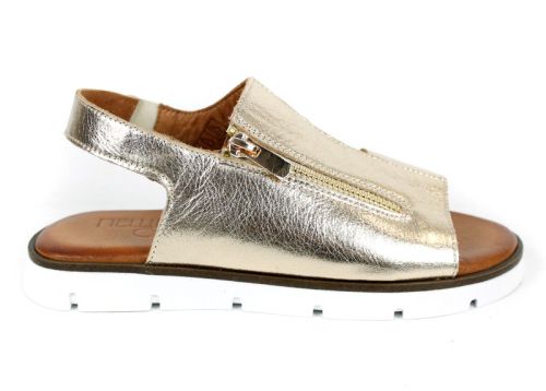 Viva Línea – sandale dama joase din piele naturală aurie