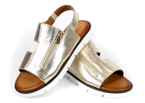 Viva Línea – sandale dama joase din piele naturală aurie