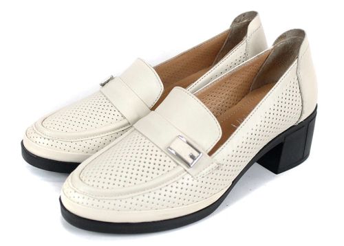 Orlena Vire – pantofi dama de vară cu toc mic din piele naturală perforată