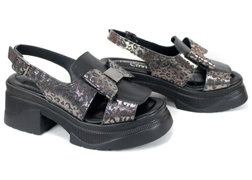 Pantofi casual dama din piele naturala cu imprimeu floral - model Luna