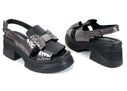 Pantofi casual dama din piele naturala cu imprimeu floral - model Luna