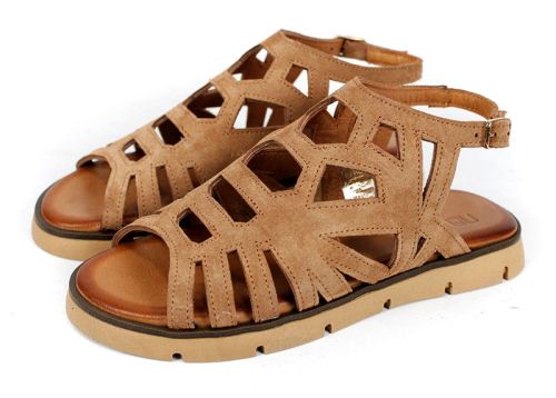 Soft Presence – sandale dama joase din velur natural maro deschis