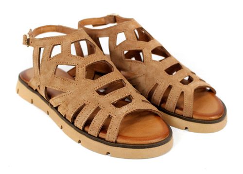 Soft Presence – sandale dama joase din velur natural maro deschis