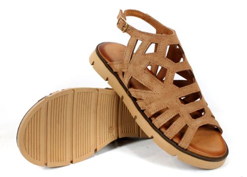 Soft Presence – sandale dama joase din velur natural maro deschis