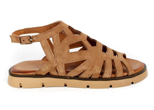 Soft Presence – sandale dama joase din velur natural maro deschis