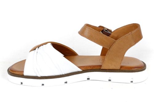 Chic Essence – sandale dama joase din piele naturală alb și maro deschis
