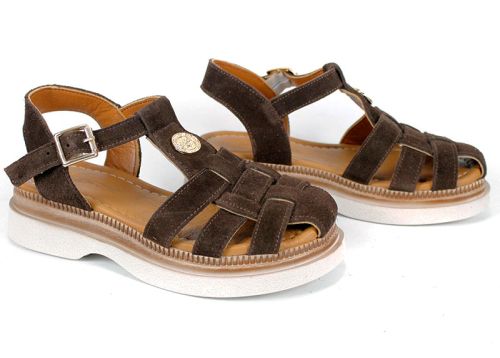 sandale dama velur maro inchis joase