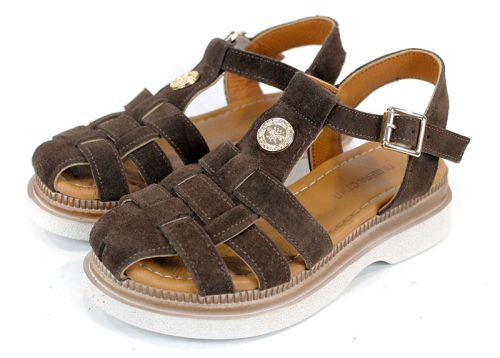 Senda Bella – sandale dama joase din velur natural maro închis