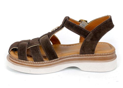 Senda Bella – sandale dama joase din velur natural maro închis