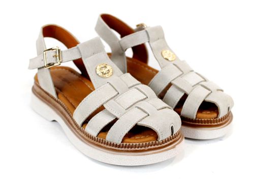 Senda Bella – sandale dama joase din piele naturală velur bej