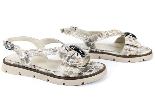 Amara Velle – sandale dama joase din piele naturală cu imprimeu snake bej