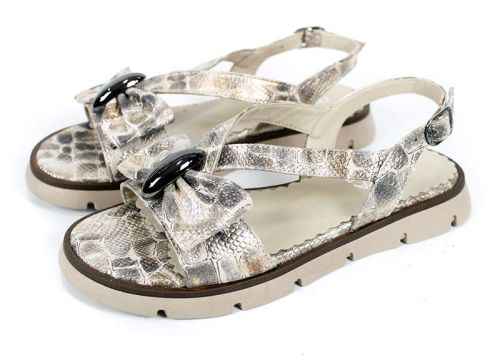 Amara Velle – sandale dama joase din piele naturală cu imprimeu snake bej