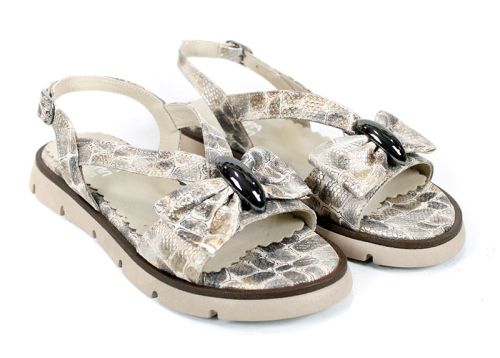 Amara Velle – sandale dama joase din piele naturală cu imprimeu snake bej