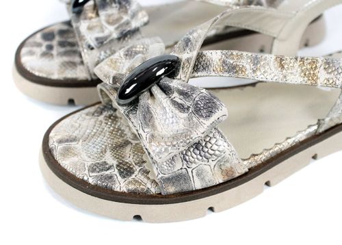 Amara Velle – sandale dama joase din piele naturală cu imprimeu snake bej