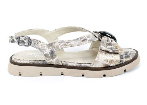 Amara Velle – sandale dama joase din piele naturală cu imprimeu snake bej