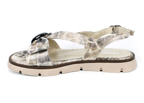 Amara Velle – sandale dama joase din piele naturală cu imprimeu snake bej