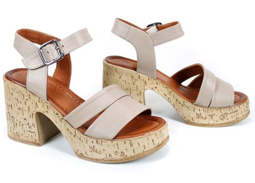sandale damă cu platformă din piele naturală vizon