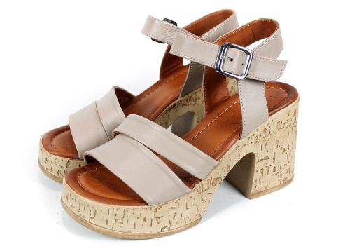 Velora Linea – sandale damă cu platformă din piele naturală în nuanță vizon