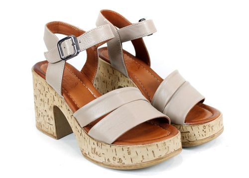 Velora Linea – sandale damă cu platformă din piele naturală în nuanță vizon