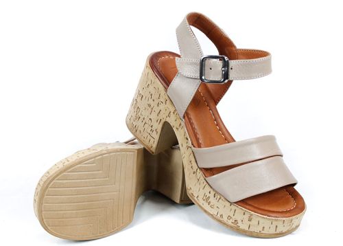 Velora Linea – sandale damă cu platformă din piele naturală în nuanță vizon