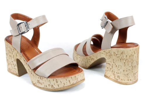 Velora Linea – sandale damă cu platformă din piele naturală în nuanță vizon